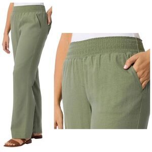 Briggs linen blend smocked waist casual pants sz S